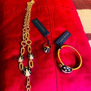 Ann Taylor gold lady bug jewelry set
